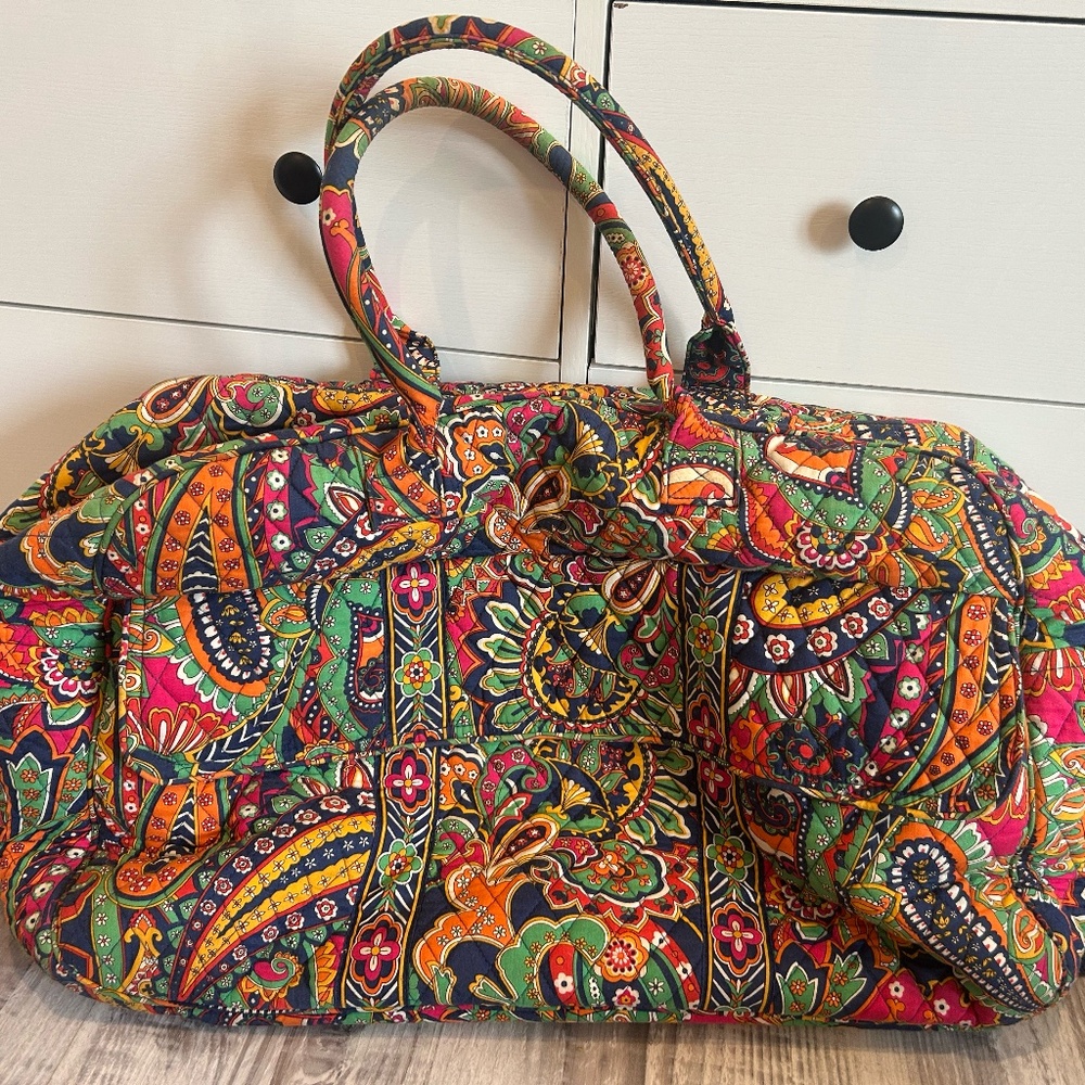 Vera Bradley Large Quilted Duffle / Travel Bag - Multicolor Paisley